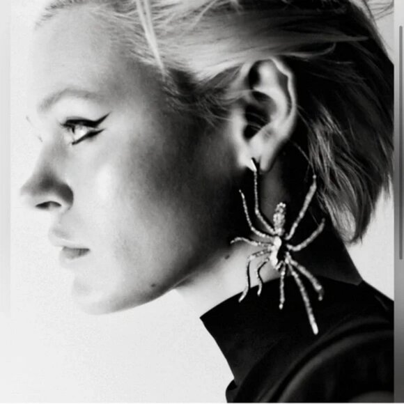 Zara Jewelry - ZARA Rhinestone Crystal Oversized Spider Statement Earrings NEW with Tags